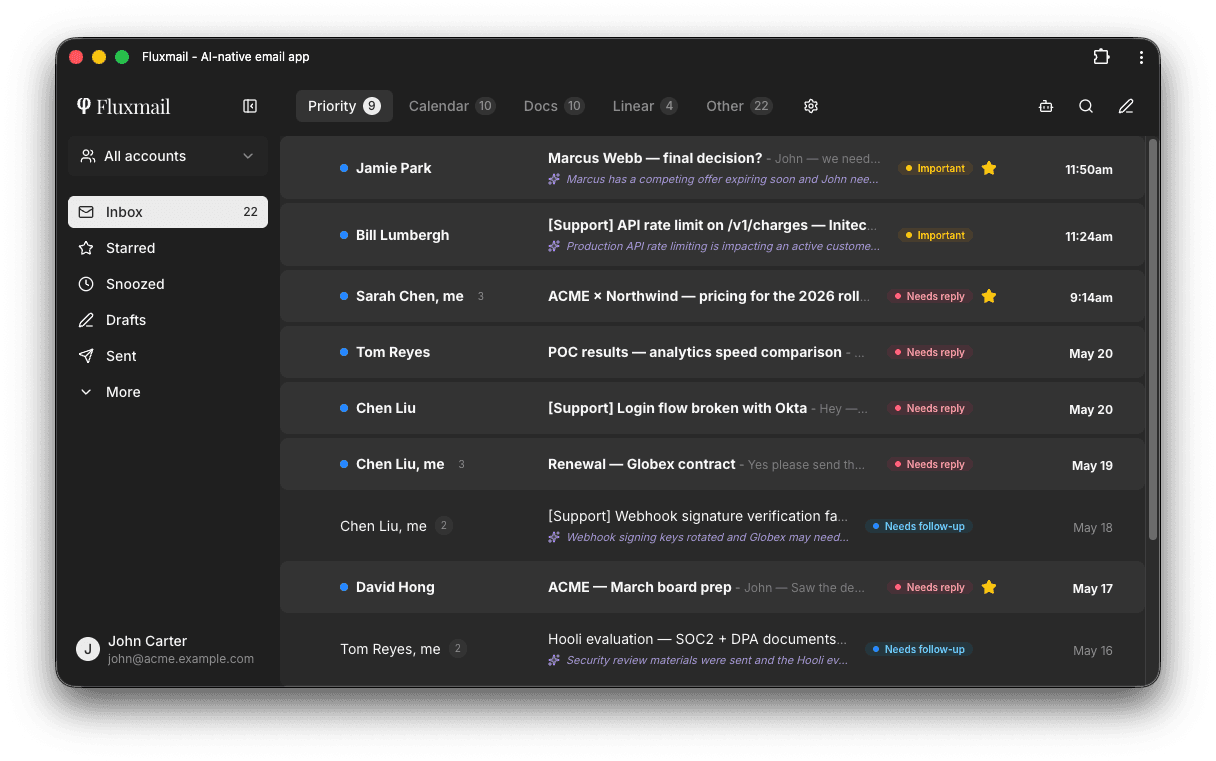 Fluxmail inbox